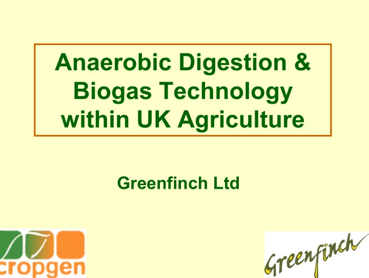 anaerobic digestion amp biogas technology within uk