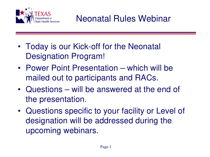 neonatal rules webinar