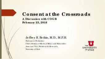 Conse nt at the  Cr  ossr  oads  A Disc ussion with COGR  F  e br  ua r  y 25, 2016  Je ffre y R.