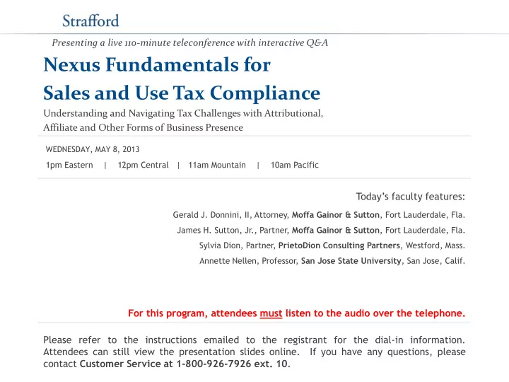 nexus fundamentals for sales and use tax compliance