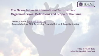 The Nexus Between International Terrorism and  Organized Crime: Definitions and Scope of the Issue