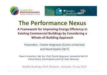 The Performance Nexus A Framework for Improving Energy Efficiency in Existing Commercial Buildings