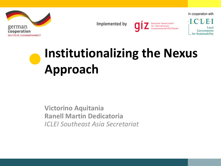 institutionalizing the nexus