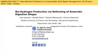 Bio-Hydrogen Production via Reforming of Anaerobic  Digestion Biogas Isam Janajreh 1 , Khadije
