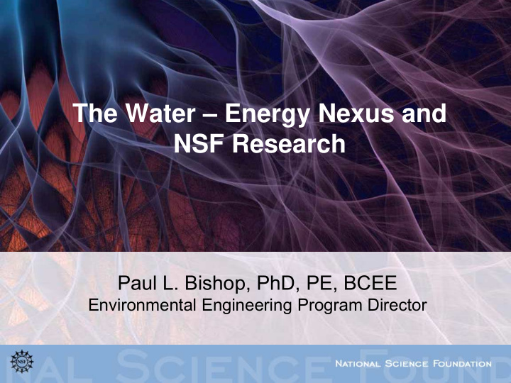 the water energy nexus and nsf research