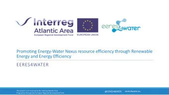 Promoting Energy-Water Nexus resource efficiency through Renewable  Energy and Energy Efficiency