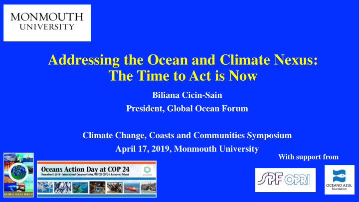 addressing the ocean and climate nexus the time to act is