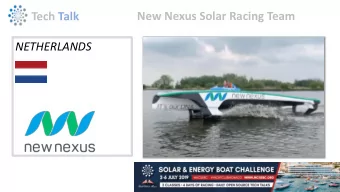 NETHERLANDS  Tech Talk  New Nexus Solar Racing Team  The Netherlands  Institution/Organisa