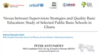 Nexus between Supervision Strategies and Quality Basic  Education: Study of Selected Public Basic