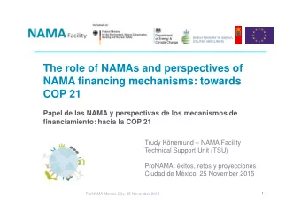 The role of NAMAs and perspectives of  NAMA financing mechanisms: towards  COP 21  Papel de las