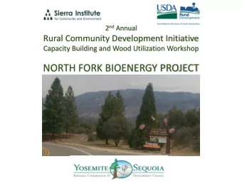 NORTH FORK BIOENERGY PROJECT  PROJECT STATUS  Project Overview  Project Team and Organization