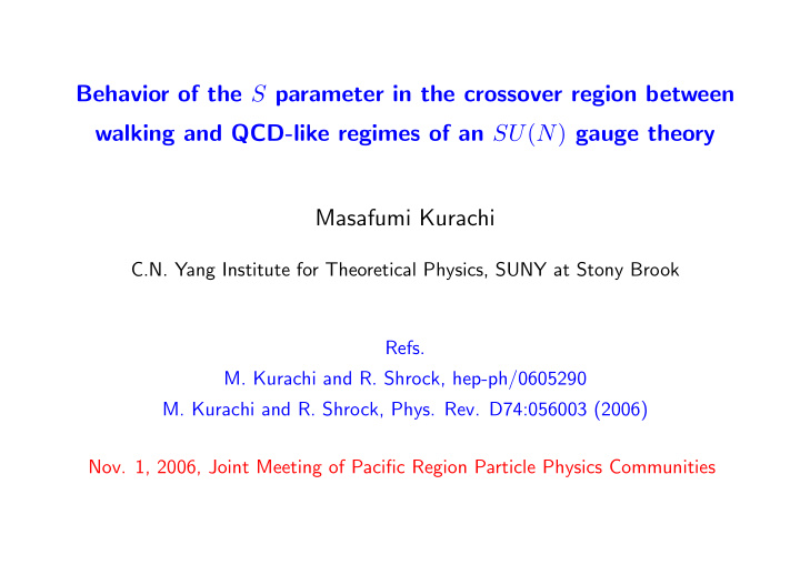 behavior of the s parameter in the crossover region
