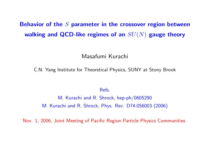 behavior of the s parameter in the crossover region
