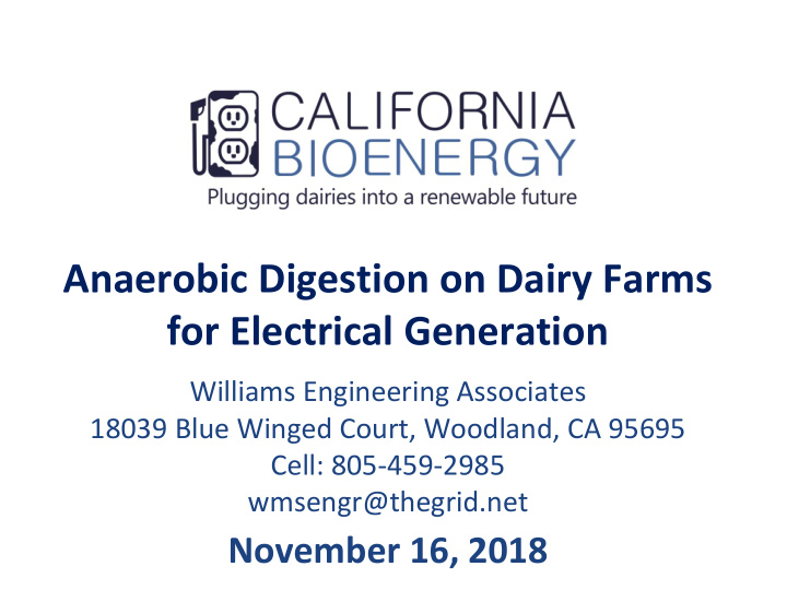 anaerobic digestion on dairy farms