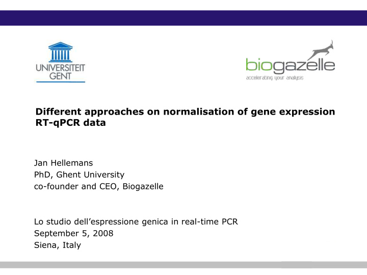 different approaches on normalisation of gene expression