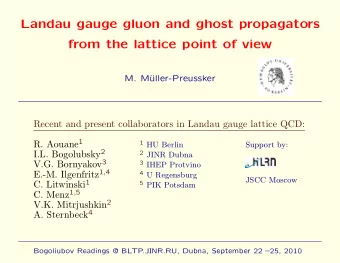 Landau gauge gluon and ghost propagators  from the lattice point of view  M. M  uller-Preussker