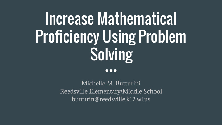 increase mathematical proficiency using problem solving