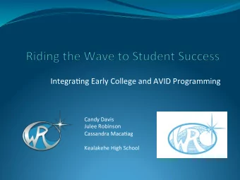 Integra(ng  Early  College  and  AVID  Programming    Candy  Davis    Julee