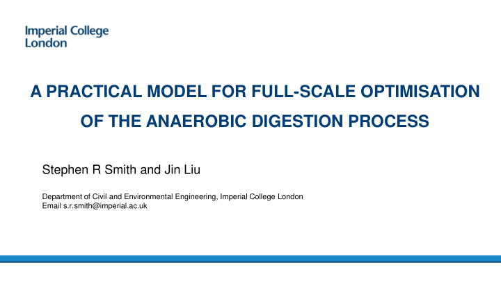 a practical model for full scale optimisation of the