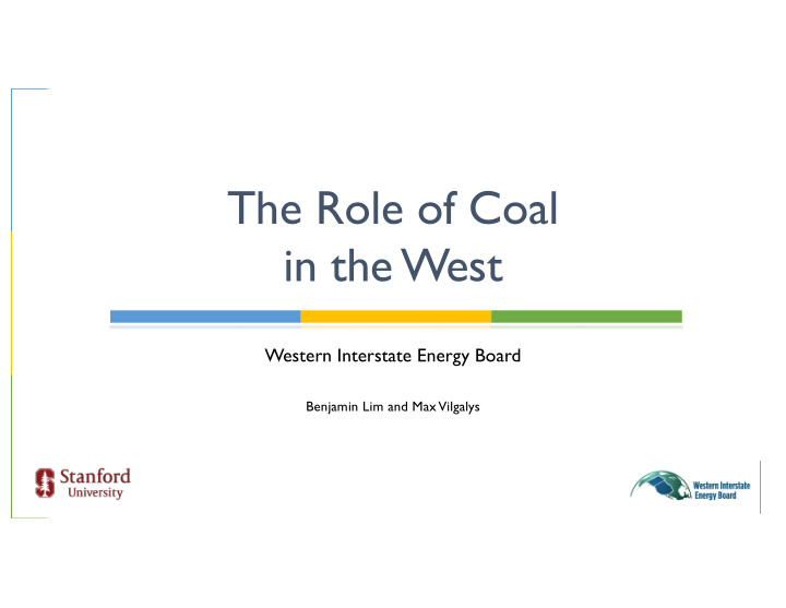 the role of coal in the west
