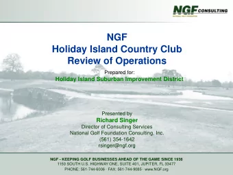 Holiday Island Country Club  Review of Operations  Prepared for:  Holiday Island Suburban