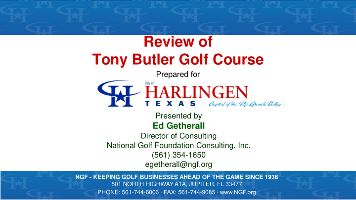 review of tony butler golf course