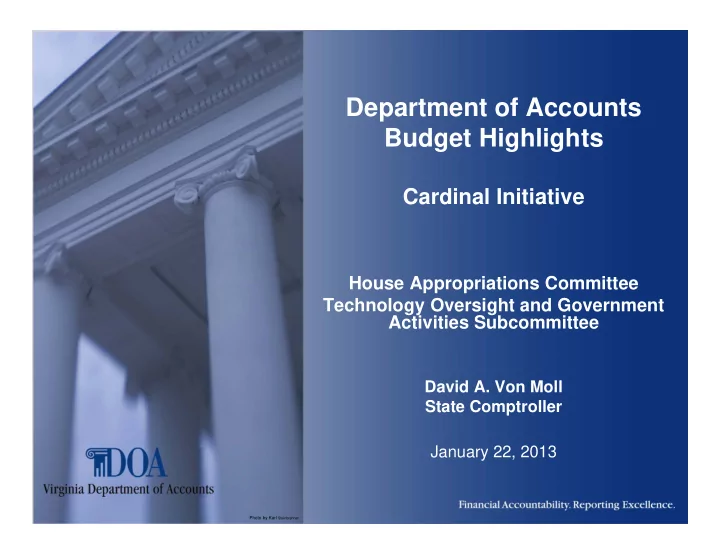 department of accounts budget highlights