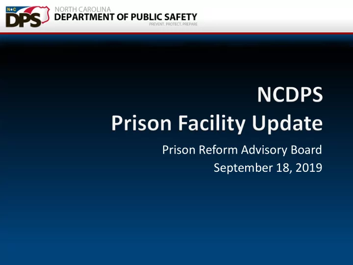 prison reform advisory board september 18 2019