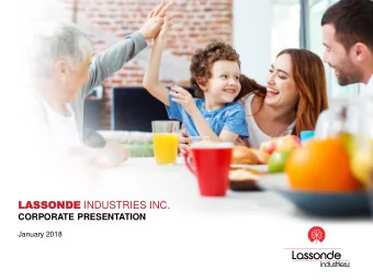 LAS  ASSO  SOND NDE INDUSTRIES INC.  CORPORATE PRESENTATION  January 2018  FORWARD-LOOKING