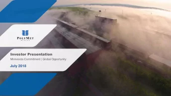 Investor Presentation  Minnesota Commitment | Global Opportunity  July 2018  Investor Presentation