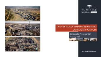 THE VERTICALLY INTEGRATED PRIMARY  VANADIUM PRODUCER  Corporate Presentation  February 2020