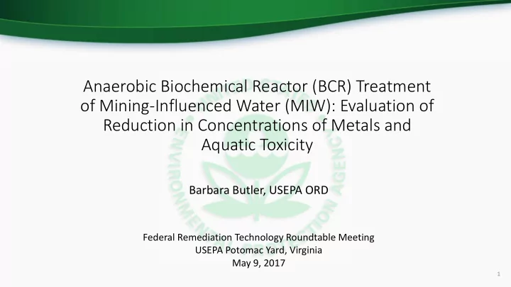 anaerobic biochemical reactor bcr treatment of mining