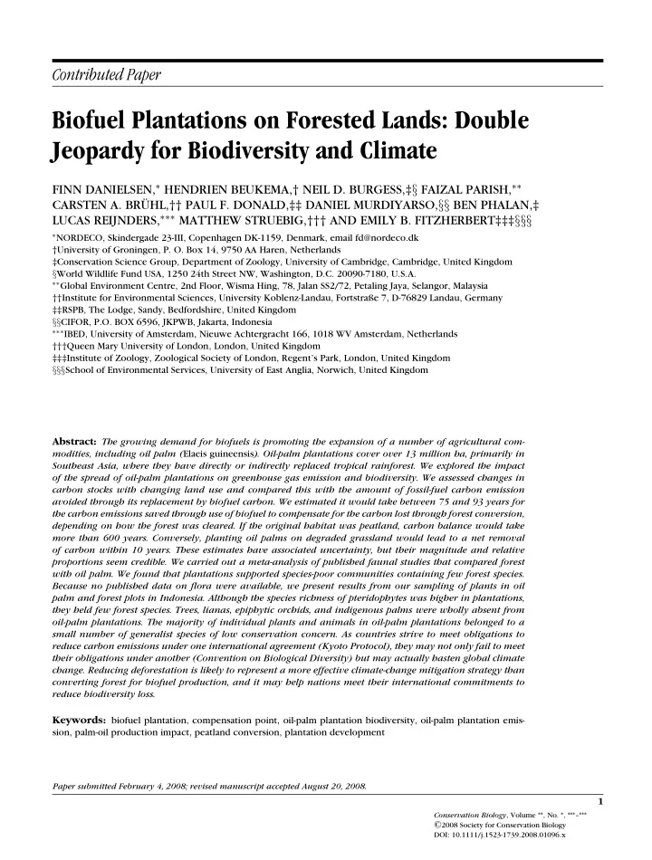 biofuel plantations on forested lands double jeopardy for