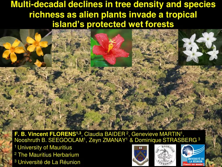 multi decadal declines in tree density and species