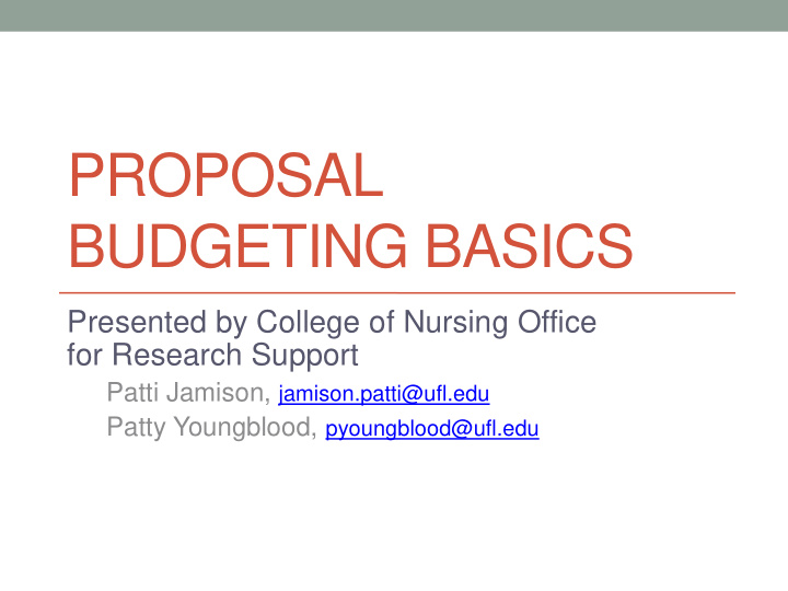 proposal budgeting basics