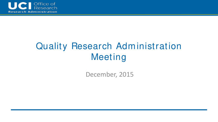 quality research administration meeting