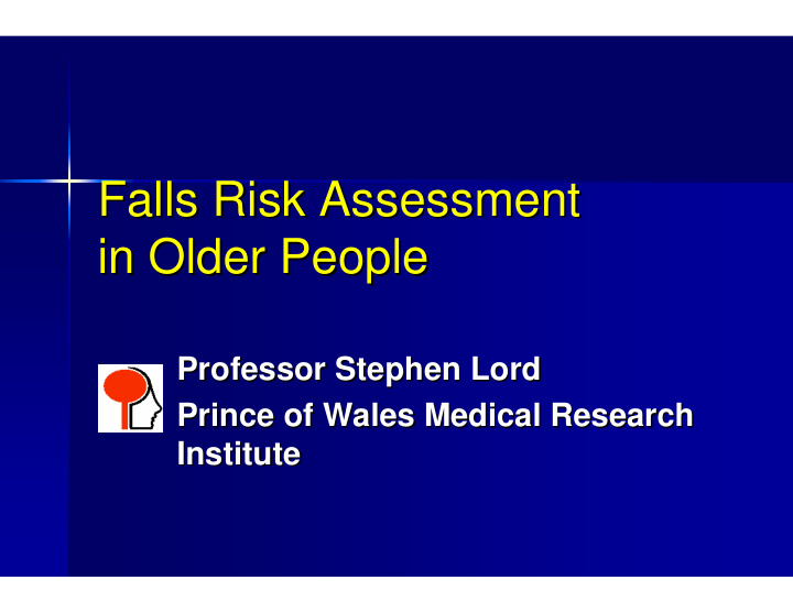 falls risk assessment falls risk assessment in older