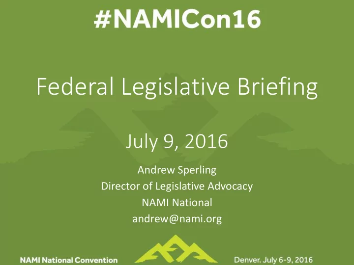 federal legislative briefing