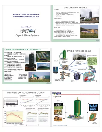 OWS COMPANY PROFILE  FIGURES    DRANCO TECHNOLOGY DEVELOPED IN 1983    OWS CREATED IN 1988