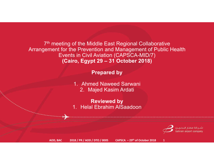 7 th meeting of the middle east regional collaborative