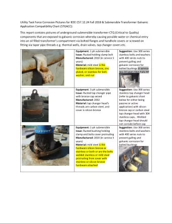 Utility Task Force Corrosion Pictures for IEEE C57.12.24 Fall 2018 &amp; Submersible Transformer