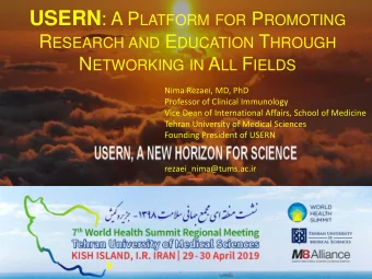 Science without Borders  http://usern.net  http://usern.tums.ac.ir  Universal Scientific Education