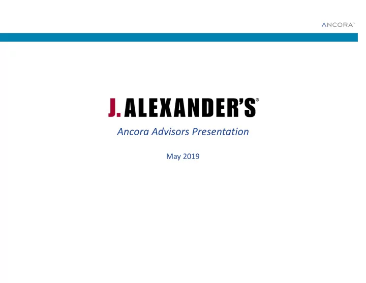ancora advisors presentation