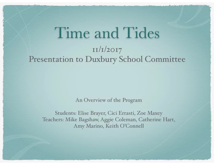 time and tides