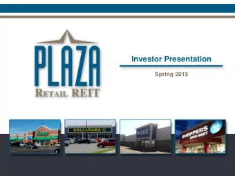 Investor Presentation  Spring 2015  Caution Concerning Forward Looking Statements  Certain