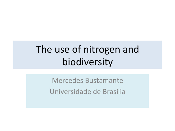 the use of nitrogen and biodiversity