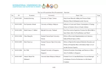 xviii  No.  ID  Presenter  University :  Paper Title :  Page  8  NO-ICANS8 Panicha Pongnaratorn