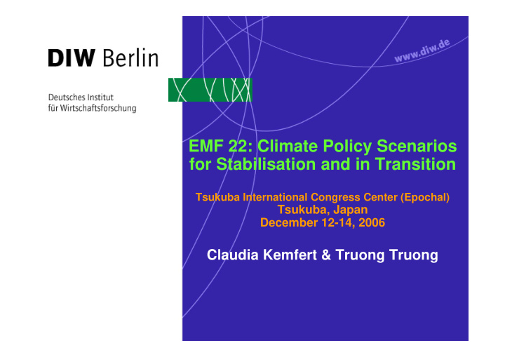 emf 22 climate policy scenarios for stabilisation and in
