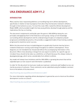 UKA ENDURANCE ADM V1.2  INTRODUCTION  Many coaches have requested guidelines surrounding long-term