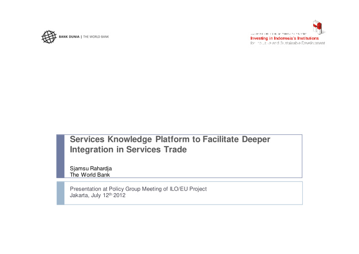 services knowledge platform to facilitate deeper